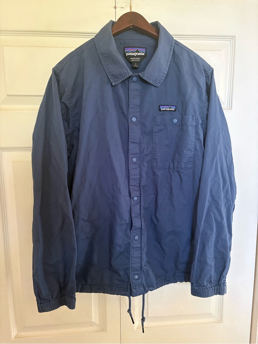 Patagonia Organic Cotton Blue Button-Up Coach Jacket